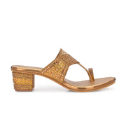 Women Crystal Embellished Block Heel Sandals (W-SN-21-ANTIQUE)