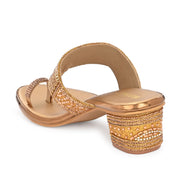 Women Crystal Embellished Block Heel Sandals (W-SN-21-ANTIQUE)