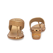 Women Crystal Embellished Block Heel Sandals (W-SN-21-ANTIQUE)