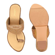 Women Crystal Embellished Block Heel Sandals (W-SN-21-ANTIQUE)