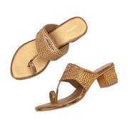 Women Crystal Embellished Block Heel Sandals (W-SN-21-ANTIQUE)