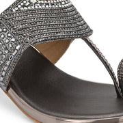 Women Crystal Embellished Block Heel Sandals (W-SN-21-GUNMETAL)