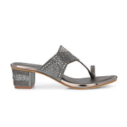 Women Crystal Embellished Block Heel Sandals (W-SN-21-GUNMETAL)