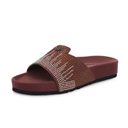 West Port Women Brown Embellished Comfort Slide Sandals (W-STARDUST-20-BROWN-MULTI)