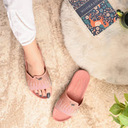 West Port Women Pink Embellished Comfort Slide Sandals (W-STARDUST-20-PINK-MULTI)