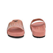 West Port Women Pink Embellished Comfort Slide Sandals (W-STARDUST-20-PINK-MULTI)