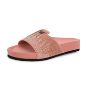 West Port Women Pink Embellished Comfort Slide Sandals (W-STARDUST-20-PINK-MULTI)