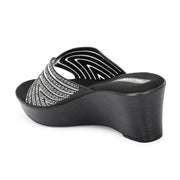 Women Black Sparkle Wedge Heels (W-TLC-048A-BLACK)