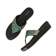Women Slip-On Toe Post Thong Flats (W-TT-10-BOTTLE-GREEN)