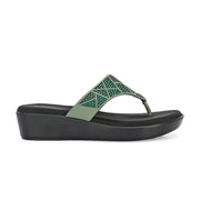 Women Slip-On Toe Post Thong Flats (W-TT-10-BOTTLE-GREEN)
