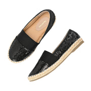 Women Black Sequin Espadrilles Loafers (W-V1-19-BLACK)