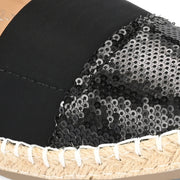 Women Black Sequin Espadrilles Loafers (W-V1-19-BLACK)