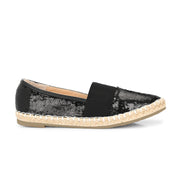 Women Black Sequin Espadrilles Loafers (W-V1-19-BLACK)