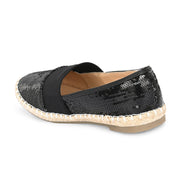 Women Black Sequin Espadrilles Loafers (W-V1-19-BLACK)