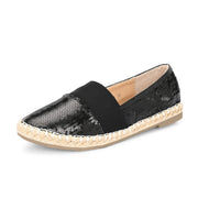 Women Black Sequin Espadrilles Loafers (W-V1-19-BLACK)