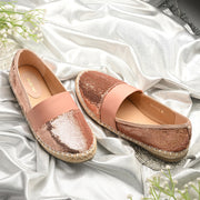 Women RoseGold Sequin Espadrilles Loafers (W-V1-19-ROSEGOLD)