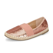 Women RoseGold Sequin Espadrilles Loafers (W-V1-19-ROSEGOLD)