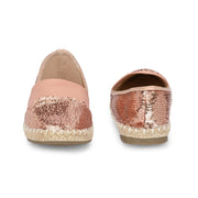 Women RoseGold Sequin Espadrilles Loafers (W-V1-19-ROSEGOLD)