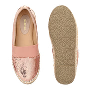 Women RoseGold Sequin Espadrilles Loafers (W-V1-19-ROSEGOLD)