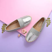 Women Silver Sequin Espadrilles Loafers (W-V1-19-SILVER)