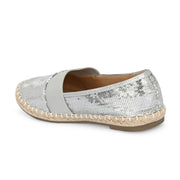 Women Silver Sequin Espadrilles Loafers (W-V1-19-SILVER)