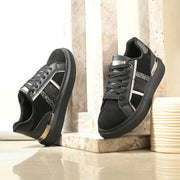 Women Chunky Lace-Up Sneakers (W-VI-21-BLACK)