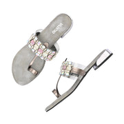 Women Stylish Grey Jeweled Flats (W-VI-23-GREY)