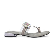 Women Stylish Grey Jeweled Flats (W-VI-23-GREY)