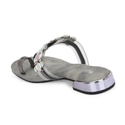 Women Stylish Grey Jeweled Flats (W-VI-23-GREY)