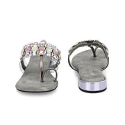 Women Stylish Grey Jeweled Flats (W-VI-23-GREY)