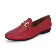Women Premium Leather Loafers (W-VICTORIA-02-RED)