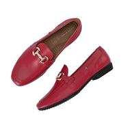 Women Premium Leather Loafers (W-VICTORIA-02-RED)