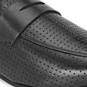 Men Premium Leather Penny Loafers (WALKFREE-30-BLACK)