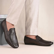 Men Premium Leather Penny Loafers (WALKFREE-30-BROWN)
