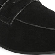Men Premium Suede Leather Penny Loafers (WalkFree-31-Black)