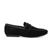 Men Premium Suede Leather Penny Loafers (WalkFree-31-Black)