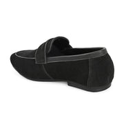 Men Premium Suede Leather Penny Loafers (WalkFree-31-Black)
