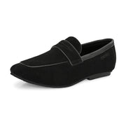 Men Premium Suede Leather Penny Loafers (WalkFree-31-Black)