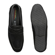 Men Premium Suede Leather Penny Loafers (WalkFree-31-Black)