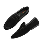Men Premium Suede Leather Penny Loafers (WalkFree-31-Black)