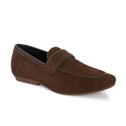 Men Premium Suede Leather Penny Loafers (WalkFree-31-Brown)