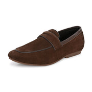 Men Premium Suede Leather Penny Loafers (WalkFree-31-Brown)