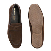 Men Premium Suede Leather Penny Loafers (WalkFree-31-Brown)