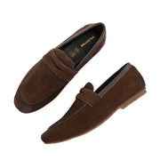 Men Premium Suede Leather Penny Loafers (WalkFree-31-Brown)