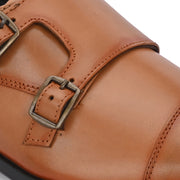 Men Premium Leather Double Monk Strap Formal Partywear Shoes (Winston-80-Tan)