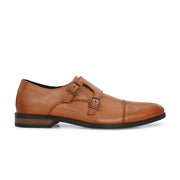 Men Premium Leather Double Monk Strap Formal Partywear Shoes (Winston-80-Tan)