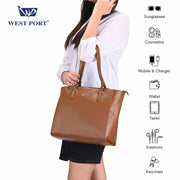 West Port Premium Tote Handbag for Women (WP-ELAN-TAN)