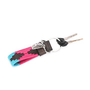 West Port Premium Leather Handcrafted Keychain (WP-KEYCHAIN-02-BLUE-PINK)