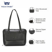 West Port Premium Shoulder Handbag for Women (WP-LINEA-BLACK)