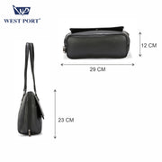 West Port Premium Shoulder Handbag for Women (WP-LINEA-BLACK)